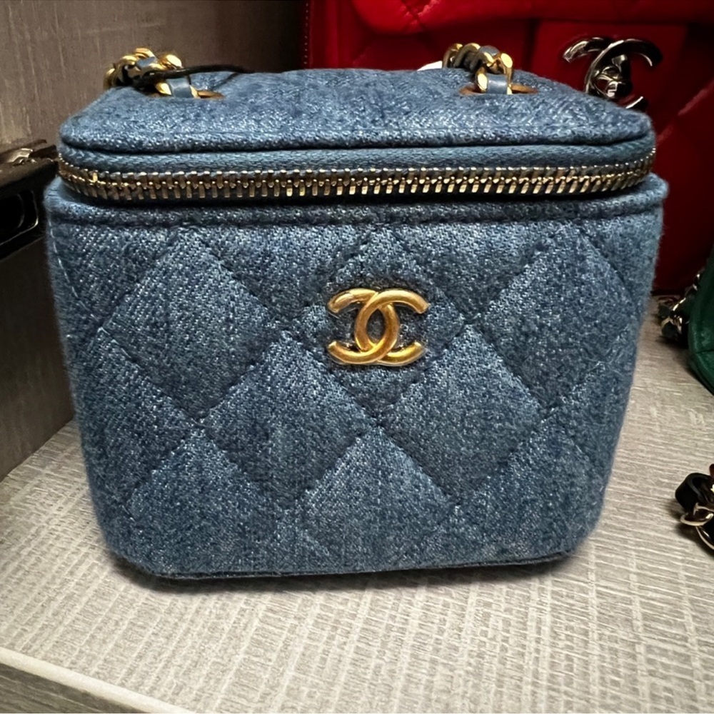 Chanel Pearl Crush Denim Mini Vanity on a Chain